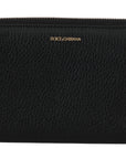 Dolce & Gabbana Elegant Black Leather Zip Continental Wallet