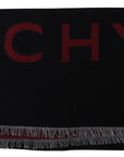 Givenchy - Unisex Wool-Silk Blend Scarf in Black and Bordeaux