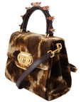 Dolce & Gabbana Elegant Giraffe Pattern Welcome Bag with Gold Accents