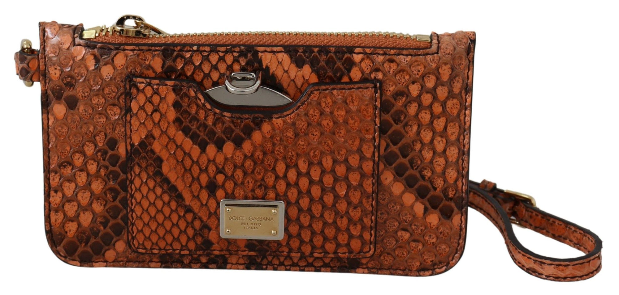 Dolce &amp; Gabbana Elegant Python Patterned Leather Wristlet