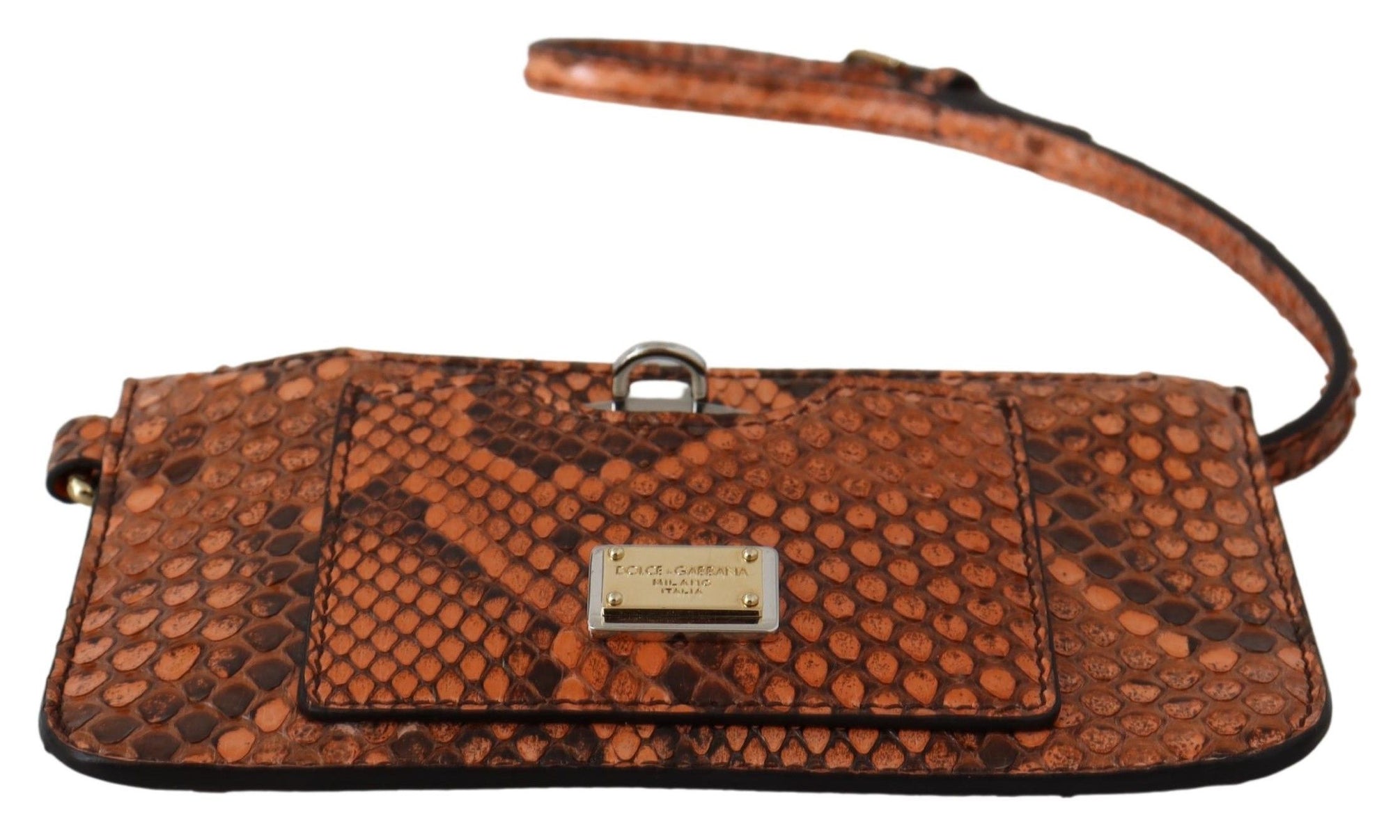 Dolce &amp; Gabbana Elegant Python Patterned Leather Wristlet