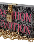 Dolce & Gabbana Gray Resin Dolce Box Clutch with Gold Details