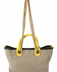 Dolce & Gabbana Beige Linen-Calf Tote with Gold Chain