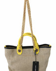 Dolce & Gabbana Beige Linen-Calf Tote with Gold Chain