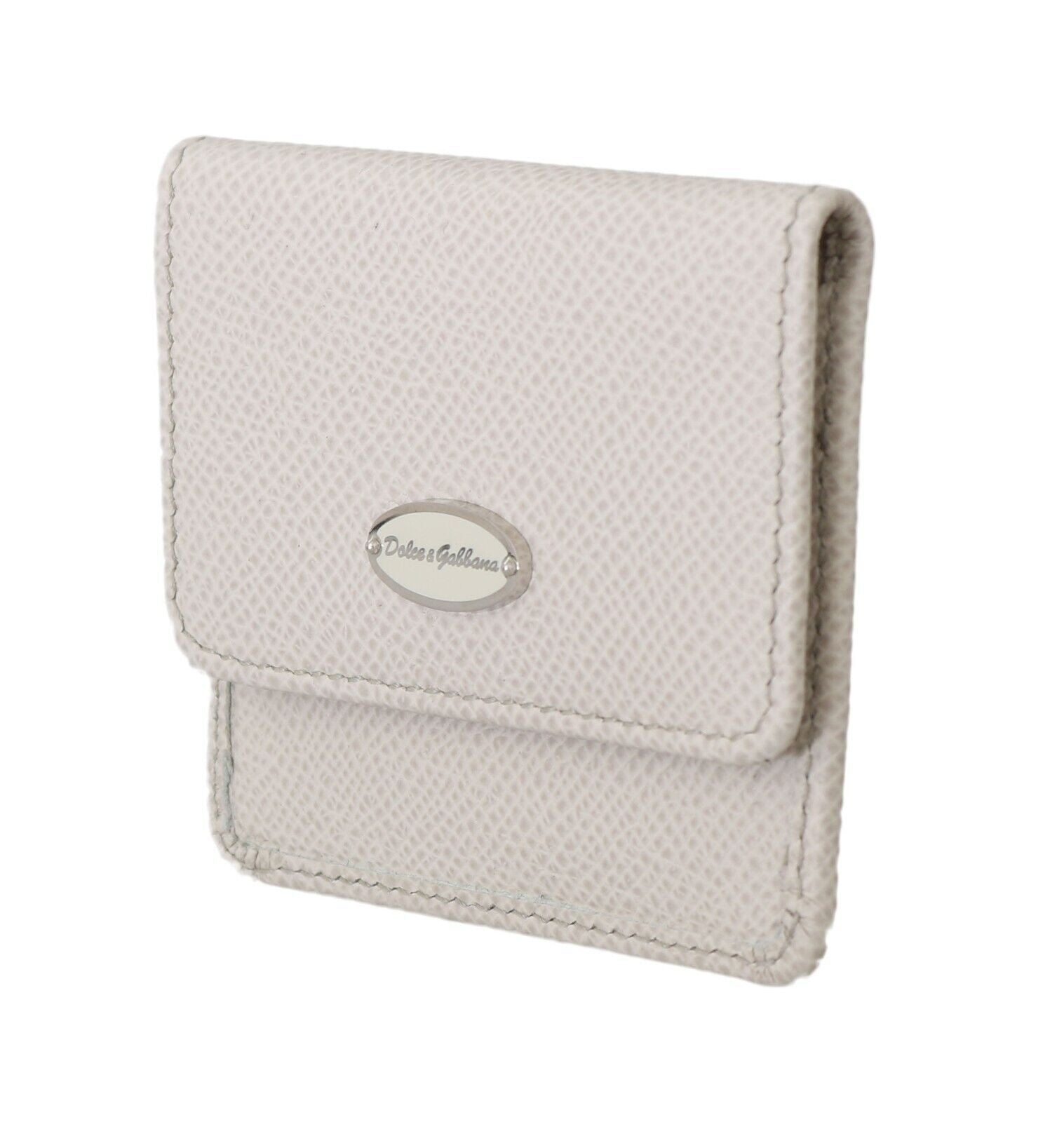 Dolce &amp; Gabbana Chic White Leather Coin Case Wallet