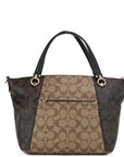 COACH Kacey Khaki Brown Blocked Signature Canvas Top Zip Satchel Handbag