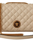 Versace Elegant White Nappa Leather Shoulder Bag