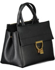 Coccinelle Elegant Black Leather Handbag With Versatile Straps