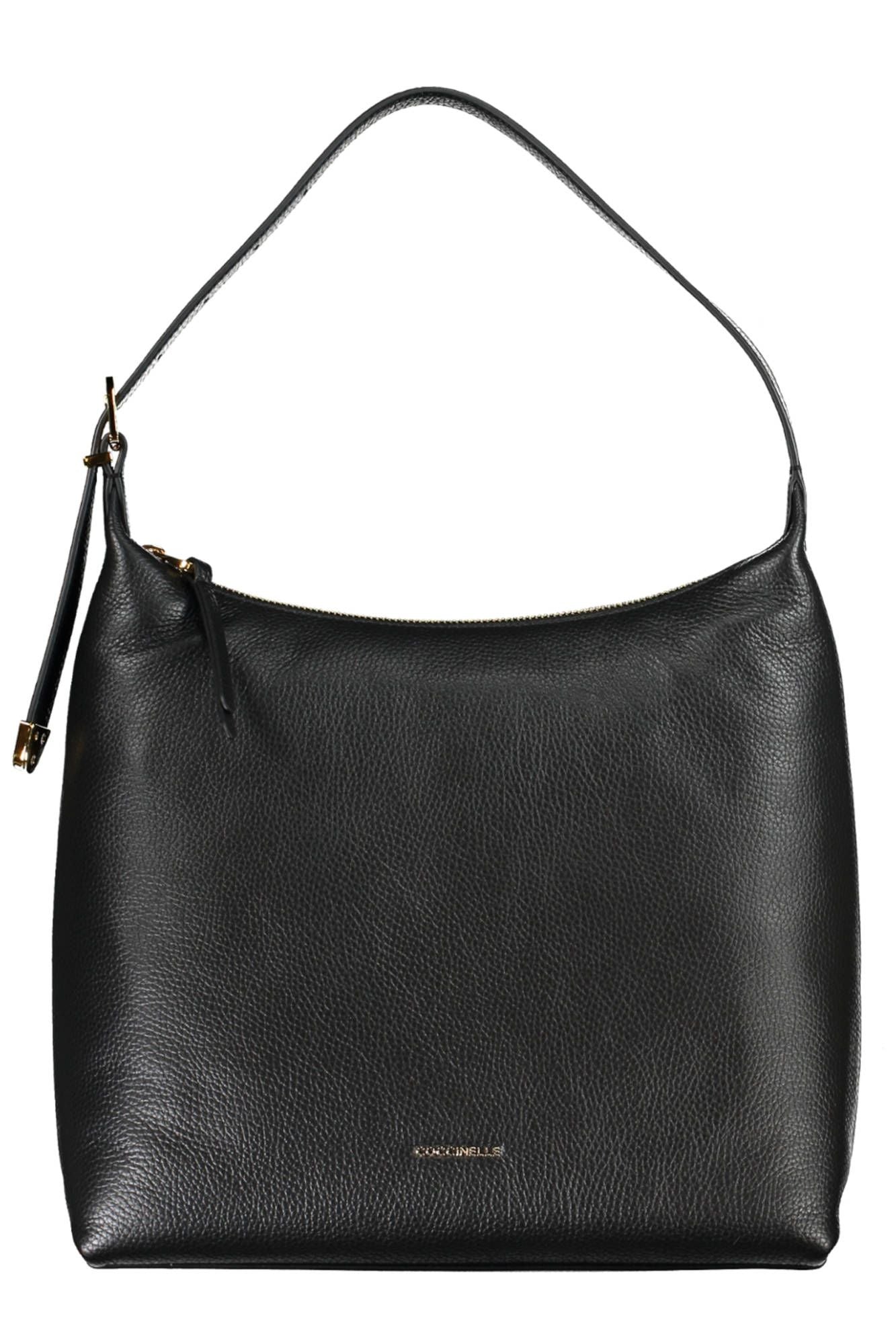 coccinelle-black-leather-shoulder-bag-front-view