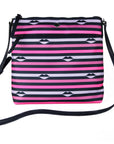 Kate Spade Jae Nylon Leather Flat Pink Striped Multi Crossbody HandBag Purse