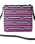 Kate Spade Jae Nylon Leather Flat Pink Striped Multi Crossbody HandBag Purse