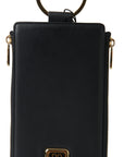 Dolce & Gabbana Elegant Black Leather Cardholder with Zip Detail