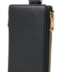 Dolce & Gabbana Elegant Black Leather Cardholder with Zip Detail