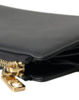 Dolce & Gabbana Elegant Black Leather Cardholder with Zip Detail