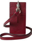 Dolce & Gabbana Elegant Red Leather Cardholder with Lanyard