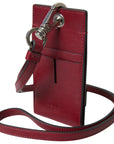 Dolce & Gabbana Elegant Red Leather Cardholder with Lanyard