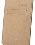 Dolce & Gabbana Elegant Beige Leather Cardholder Wallet