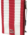 Dolce & Gabbana Elegant Striped Leather Card Holder