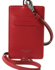 Dolce & Gabbana Elegant Red Leather Lanyard Card Holder