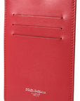 Dolce & Gabbana Elegant Red Leather Lanyard Card Holder