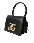 Dolce & Gabbana Elegant Black Leather Belt Bag with Gold Accents