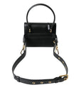 Dolce & Gabbana Elegant Black Leather Belt Bag with Gold Accents