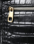 Dolce & Gabbana - Croc-Embossed Panther Shoulder Bag in Black