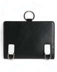 Dolce & Gabbana Elegant Black Leather Crystal Card Holder Wallet