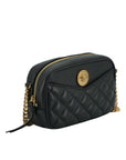 Versace Elegant Small Black Leather Crossbody Bag