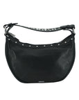 Versace Elegant Black Leather Hobo Shoulder Bag