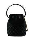 Versace Elegant Black Leather Bucket Shoulder Bag