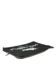 Dolce & Gabbana Elegant Black Nylon Clutch with Crown Print