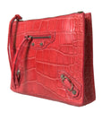 Balenciaga Exotic Red Alligator Leather Clutch