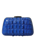 Balenciaga Electric Blue Crocodile Skin Clutch