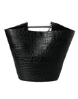 Balenciaga Elegant Black Crocodile Leather Maxi Bucket Bag