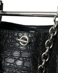 Balenciaga Elegant Black Crocodile Leather Maxi Bucket Bag