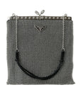 Prada Elegant Silver Mesh Shoulder Evening Bag