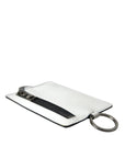 Dolce & Gabbana White Calf Leather Lanyard Logo Card Holder Wallet