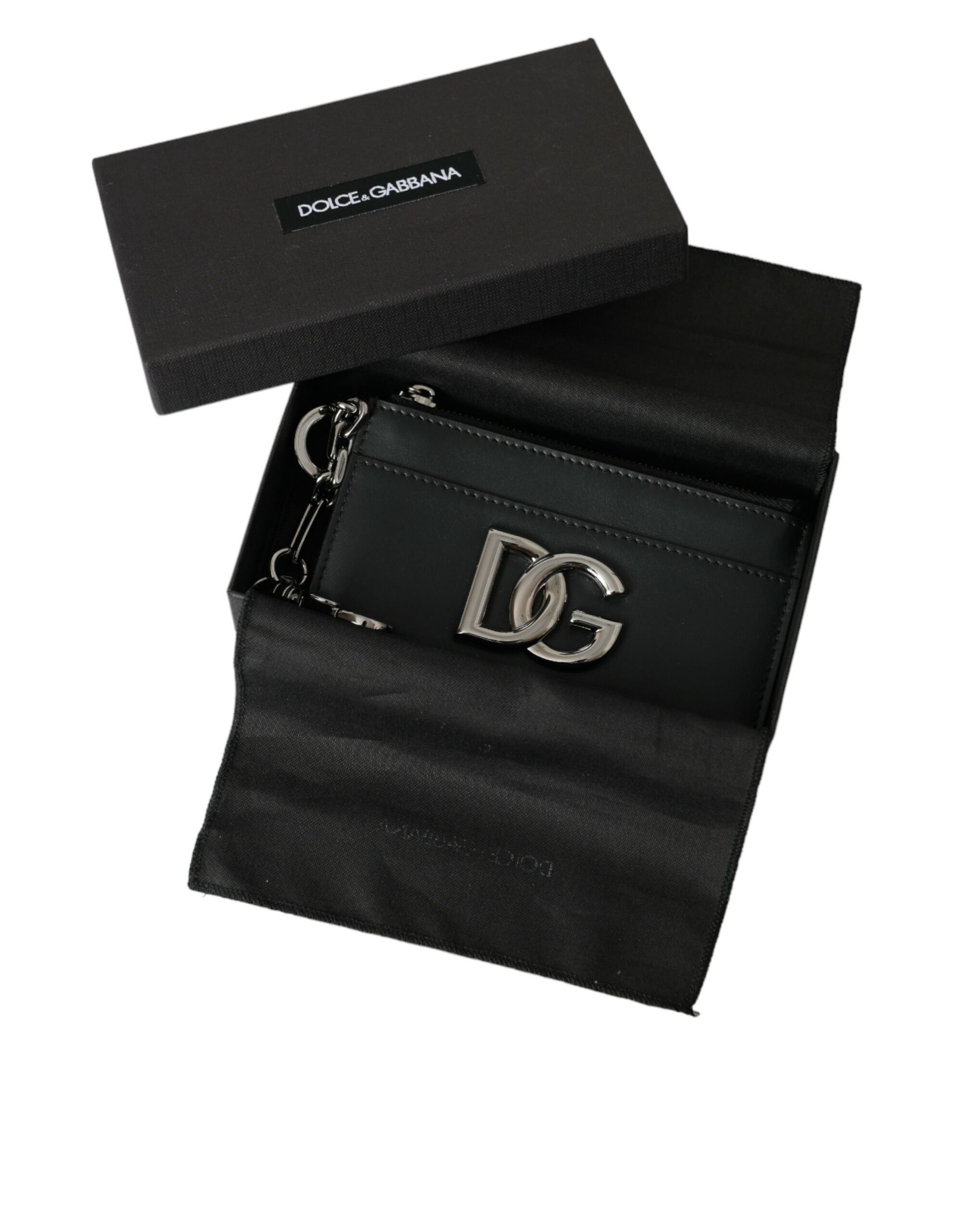 Dolce &amp; Gabbana - Black Calfskin Leather Card Holder Wallet