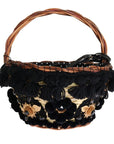 Dolce & Gabbana Chic Beige & Black Straw Snakeskin Bucket Bag