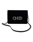 Jimmy Choo Navy Satin-Leather Elegant Crossbody Bag