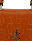 Jimmy Choo Croc-Embossed Leather Bag - Amber Orange