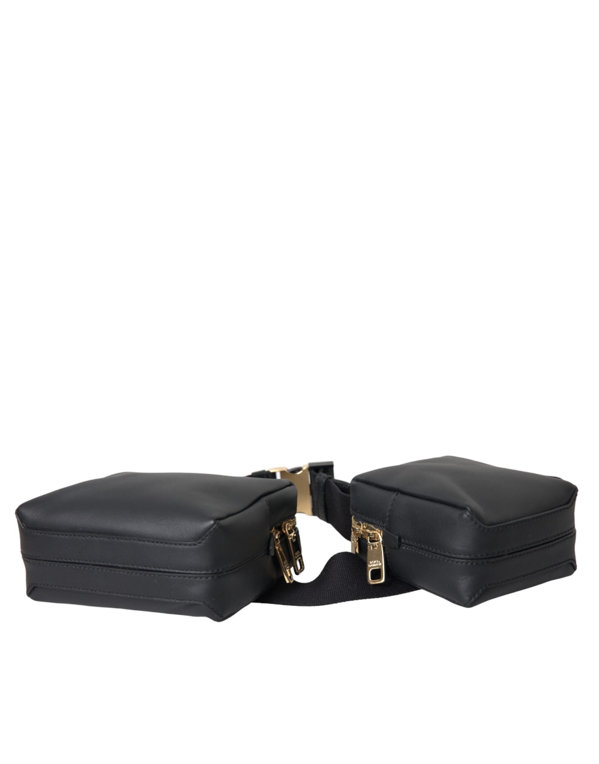 Dolce &amp; Gabbana - Black Leather Double Waist Belt Bag