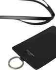 Dolce & Gabbana - Black Leather Lanyard Card Holder Wallet