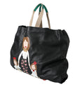 Dolce & Gabbana - Elegant Black Leather Family Patch Tote