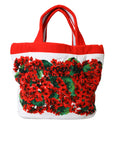 Dolce & Gabbana - White Red Floral Canvas Shopping Tote