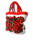 Dolce & Gabbana - White Red Floral Canvas Shopping Tote