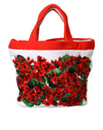 Dolce & Gabbana - White Red Floral Canvas Shopping Tote