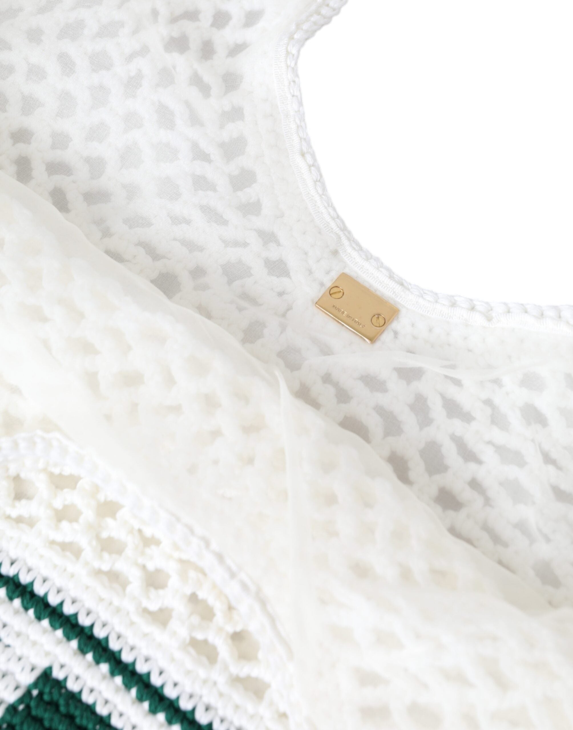 Dolce &amp; Gabbana - Cotton Logo Knitted Tote in White &amp; Green