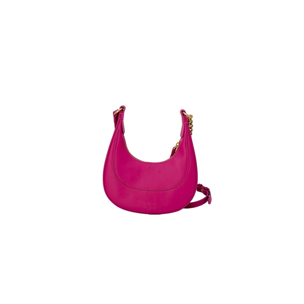 pinko-pink-leather-shoulder-bag-side-angle